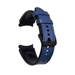 Kompatibel mit Samsung Galaxy Watch4 Armbändern, Leder & Silikon-Armband für Samsung Galaxy Watch 4 (40mm/44mm) & Galaxy Watch 4 Classic (42mm/46mm) Smart Watch (Navy Blau) von Happytop