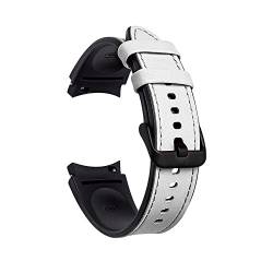 Kompatibel mit Samsung Galaxy Watch4 Armbändern, Leder & Silikon-Armband für Samsung Galaxy Watch 4 (40mm/44mm) & Galaxy Watch 4 Classic (42mm/46mm) Smart Watch (Weiß) von Happytop