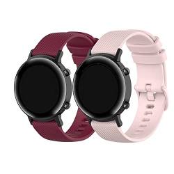 Silikon-Ersatzarmband für Huawei GT2 (42 mm) Smartwatch, Bandbreite 20 mm, Rosa/Weinrot, Standard, von Happytop