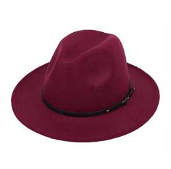 Unisex Damen Herren verstellbare klassische breite Krempe Gürtelschnalle Fedora Hut Filz Panama Hut Kirche Jazz Cap von Happyupcity