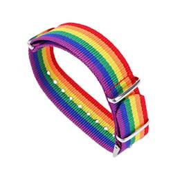 Happyyami, geflochtenes Armband, Regenbogen, bunt, handgefertigt, aus Nylon für Uhr mit Schnalle für Familie von Freunden Immagine 1 von Happyyami