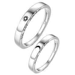 Happyyami 2 Stück Ring Sonne Mond Fingerring Verlobungsring für Damen und Herren von Happyyami