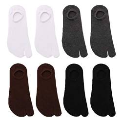 Happyyami 4 Paar Zehensocken für Männer und Frauen Unisex Casual Sandale Split 2 Zehen Tabi Flip Flops Elastische Socken Unisex Farbe eine passende Größe von Happyyami