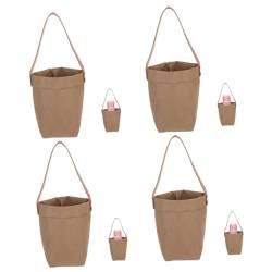 Happyyami 4 Stück Tragetasche Flaschenhalter Tasche Flaschenschlaufe Hülle Für Getränkeflaschen Flaschentasche Mit Tragegriff Wasserflaschenhalter Kaffee Gewaschenes Kraftpapier Cup-Sets von Happyyami