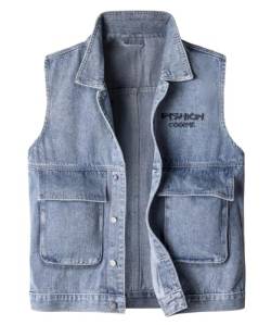 Harbrosrce Herren Jeansweste Denim Westen Männer Cowboy Ärmellos Jacken Klassische Kutte Jeans Weste Vintage Oberbekleidung mit Knöpfen von Harbrosrce