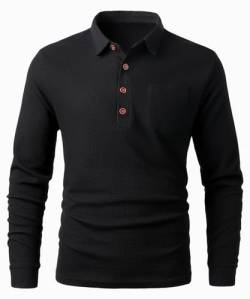 Harbrosrce Herren Poloshirt Langarm Baumwolle Waffle Polo Lässigem Hemd T-Shirt Polohemd Poloshirts für Golf von Harbrosrce