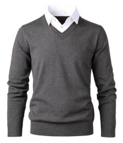 Harbrosrce Herren Strick Pullover V Ausschnitt Strickpullover Feinstrick Mock Hemdkragen Strickwaren Lange Ärme Gestrickt Strickjacke Sweatshirt Pulli von Harbrosrce