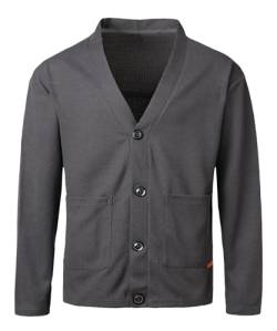 Harbrosrce Herren Strickjacke mit Knöpfen V-Ausschnitt Leicht Waffle Hemd Jacke Cardigan mit Taschen von Harbrosrce