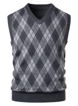 Harbrosrce Herren West Ärmellose Pullunder V-Ausschnitt Argyle Strickweste Herbst Winter Pullover Gilets Classic Wirtschaft Golfweste für Männer von Harbrosrce