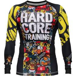 Hardcore Training Doodles Rash Guard Men's Kompressionshemd Herren Lange Ärmel Grappling Jiu Jitsu MMA Fitness Boxen No Gi (3XL) von Hardcore Training