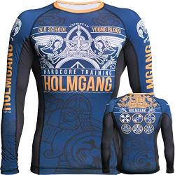 Hardcore Training Holmgang Blau Rash Guard Men's Kompressionshemd Herren Lange Ärmel Grappling Jiu Jitsu MMA Fitness Boxen No Gi von Hardcore Training