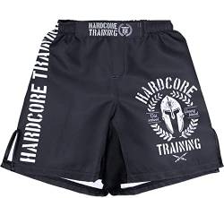 Hardcore Training Kids Boxing Shorts Helmet Kurze Hose Kinder Boxen Fitness BJJ Kickboxing Workout Muay Thai (10 Years, Schwarz) von Hardcore Training