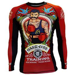 Hardcore Training Old Tattoo Manner Herren Rashguard Kompression Lange Armel Jiu Jitsu MMA No-Gi Enge BJJ Grappling Basisschicht Kampf von Hardcore Training