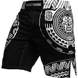 Hardcore Training TA Moko Schwarz Fight Shorts Kurze Hose Herren MMA BJJ Grappling Fitness Boxen Muay Thai No Gi Sporthose (as3, Alpha, l, Regular, Regular) von Hardcore Training