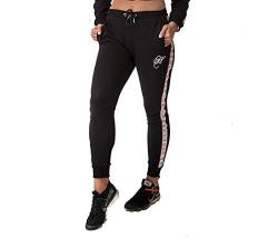 Hardcore Damen Slim Fit Soft Touch Vlies Jogginghose mit Signature Stickerei (Brooklyn - Black, XL) von Hardcore