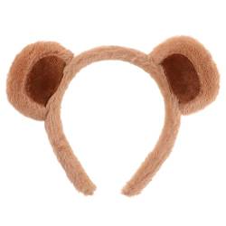 Stirnband mit Bärenohren, Flauschiges Tier Haarband, Braun Niedliche Party Kopfbedeckung, Weiches Gesichtswasch Stirnband für Frauen und Mädchen von Hariendny