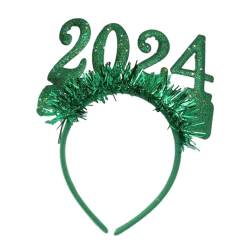 2024 Frohes Neues Jahr Stirnband Haarschmuck Kopfschmuck Foto Requisiten Glitzer Girlande Haarreifen für Partyzubehör Urlaub Abschlussball, Grün von Harilla