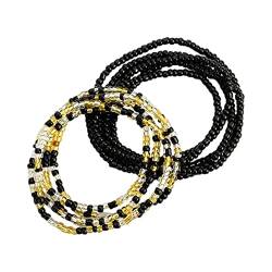 Harilla 2 Stück Taille Perlenketten Bikini Bauchkette Perlen Modische Bauchkette für den Sommer, Schwarz+Bunt von Harilla