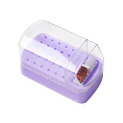 Harilla 30-Loch-Nagel-Bits-Halter mit transparentem Deckel, leicht, langlebig, staubdicht, Nagel-Bits-Reinigungsbürsten-Etui für Heimwerker, violett von Harilla