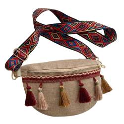 Harilla Boho Bauchtasche, Brusttasche, modische Geldbörse, Hüfttasche, ethnische Schultertasche, Hüfttasche für Sommer, Straße, Reisen, Einkaufen, Outdoor, Rot von Harilla