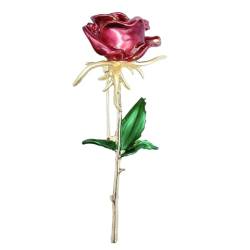 Harilla Brosche Abzeichen Blume Rose Brosche Pin Valentinstag Geschenke Revers Abzeichen Pin für Anzug Party Bankett Jahrestag, Rot Rosa von Harilla