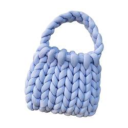 Harilla Damen-Häkeltasche, Unterarmtasche, Handtasche, Einkaufstasche, Clutch, Geldbörse, Stricktasche, elegante Strick-Geldbörse für Frühling, Outdoor, Blau von Harilla