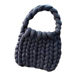 Harilla Damen-Häkeltasche, Unterarmtasche, Handtasche, Einkaufstasche, Clutch, Geldbörse, Stricktasche, elegante Strick-Geldbörse für Frühling, Outdoor, Schwarz von Harilla