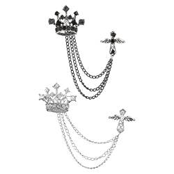 Harilla Elegante Brosche für Männer, stilvolle Halskette, modische Anstecknadel für den Partner, Silbernes Schwarz von Harilla