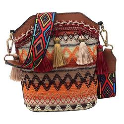 Harilla Frauen Stickerei Umhängetasche Hippie Umhängetaschen -Stil Tasche mit Quasten für Arbeit, Reisen, Dating, Übernachtung, KAFFEE von Harilla