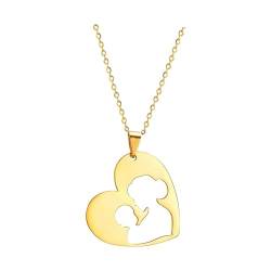 Harilla Muttertags-Halskette, Herz-Anhänger für Sie, romantisches Geschenk, Damen-Halskette, Schmuckkette für Jubiläumsfeiern, Feiertage, Goldfarben von Harilla