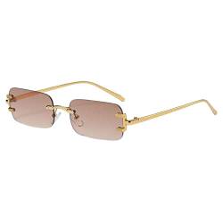 Harilla Randlose Sonnenbrille, Cosplay-Dekor, Vintage-Stil, rahmenlose Brille für Arbeit, Männer, Frauen, Camping, Braun und Goldbraun von Harilla