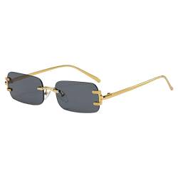 Harilla Randlose Sonnenbrille, Cosplay-Dekor, Vintage-Stil, rahmenlose Brille für Arbeit, Männer, Frauen, Camping, Schwarz und Gold von Harilla