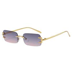 Harilla Randlose Sonnenbrille, Cosplay-Dekor, Vintage-Stil, rahmenlose Brille für Arbeit, Männer, Frauen, Camping, Violett und Goldbraun von Harilla