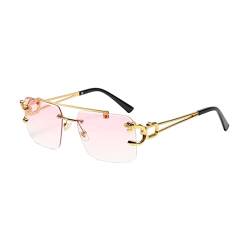 Harilla Rechteckige, rahmenlose Brille, randlose Sonnenbrille, Brillenschutz, moderne polarisierte Sonnenbrille für Frauen, Männer, Party, Urlaub, ROSA von Harilla