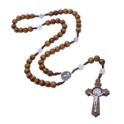 Harilla Rosenkranz Kreuz Halskette Holz - Religiöses Schmuckstück für Männer und Frauen von Harilla