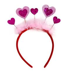 Harilla Valentinstagsgeschenke, Herz-Stirnband, Haarreifen, wunderschöne Kopfbedeckung, glitzerndes Herz-Haar-Accessoire für Cosplay, Abschlussball, Rosa von Harilla