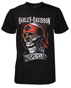 Harley Davidson Herren-T-Shirt, schattiges Totenkopf, kurzärmelig, Schwarz - Schwarz - X-Groß von Harley-Davidson