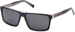 Harley-Davidson Men's HD0977X Herren, leichte lässige Sonnenbrille, rechteckige Linsenform, polarisierte Rauchgläser, glänzend, Schwarz Hochglanz, One Size von Harley-Davidson