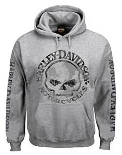 Harley-Davidson Men's Hooded Sweatshirt, Willie G Skull, Gray Hoodie 30296654 von Harley-Davidson