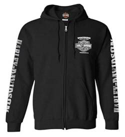 Harley-Davidson Men's Lightning Crest Full-Zippered Hooded Sweatshirt, Black von Harley-Davidson