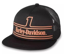 Harley-Davidson Unisex Trucker Cap #1 Racing Baseball-Cap Biker Kappe mit Druckknopf Verschluss Motorrad Basecap von Harley-Davidson
