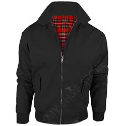 Wholesale Workwear Harrington - Erwachsene Harrington Jacke Mantel Bomber Klassisch 1970er Retro Mod Skin Scooter Schottenmuster Futter - Schwarz, 5XL von Harrington By Wholesale Workwear