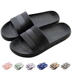 Herren/Damen Badeschuhe Hausschuhe Slippers Sommer Slide Pantoletten Badelatschen Strand Indoor/Outdoor Rutschfest Baden Unisex Einfarbig,Schwarz,40-41 EU von Harrms