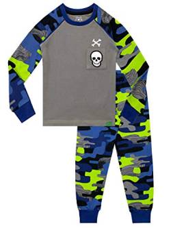 Harry Bear Jungen Schlafanzug Slim Fit Camo Schädelmotiv Grau 134 von Harry Bear