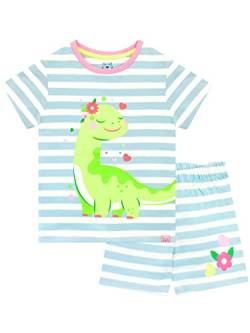 Harry Bear Mädchen Dinosaurier Schlafanzug 100% Baumwolle Blumen Kurze Dino Pyjama Set für Kinder Mehrfarbig 98 von Harry Bear