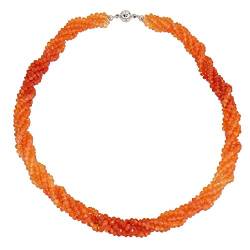 Harry Ivens Damen Collier aus echtem 925 Silber mit Karneol orange und Magnetschließe von Harry Ivens