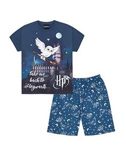 HARRY POTTER Damen Schlafanzug Hedwig Take Me Back to Hogwarts Kurzes Pyjama-Set, blau, 12-14 von Harry Potter