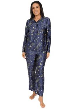 HARRY POTTER Hedwig Damen Lang Satin Pyjama Set Sommer Zweiteiliger Schlafanzug für Frauen Seidensatin Größen 36-50, blau, 18-20 von Harry Potter