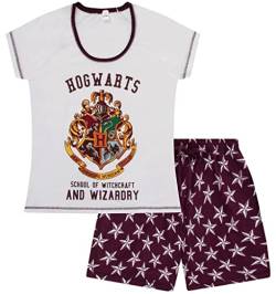 Harry Potter Kurzer Hogwarts-Damen-Pyjama, weiß, 22-24 von Harry Potter