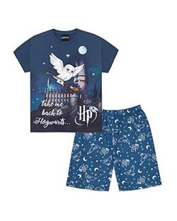 Harry Potter Damen Schlafanzug Hedwig Take Me Back to Hogwarts Kurzes Pyjama-Set, blau, 10-12 von Harry Potter